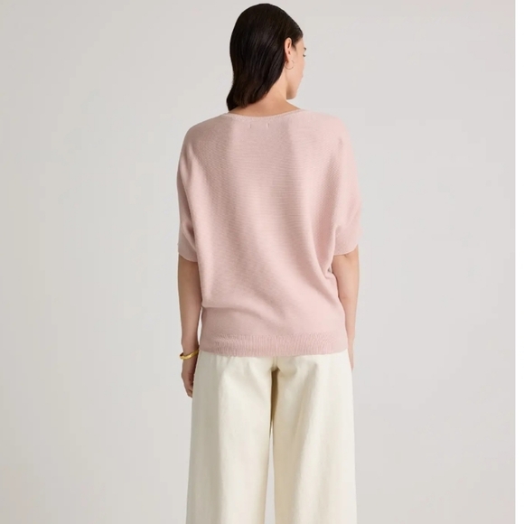 🌸 Quince Lightweight Cotton Cashmere Link-Stitch Dolman Sweater Sugar Stone Med - Picture 4 of 13